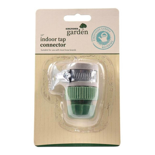 Kingfisher Half Inch Round & Oval Indoor & Garden Hose Tap Connector Green 602CP