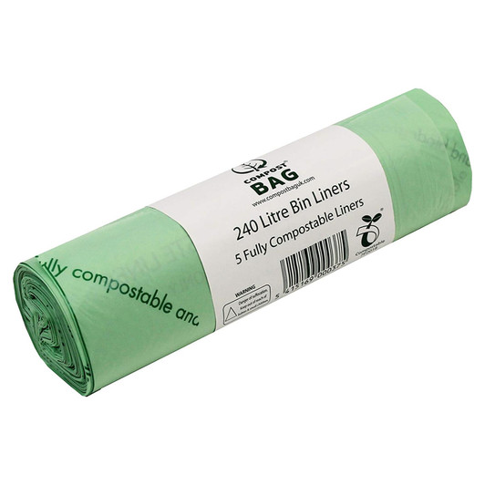 Biobag 240L X 5 Bags Fully Compostable Wheelie Bin Liners Sacks Formerly Biobag