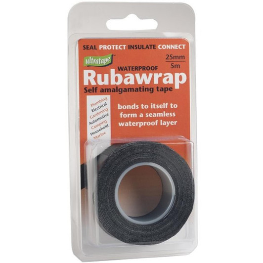 Rubawrap Self-Amalgamating Tape 25mm x 5m - Black Waterproof Repair WT392