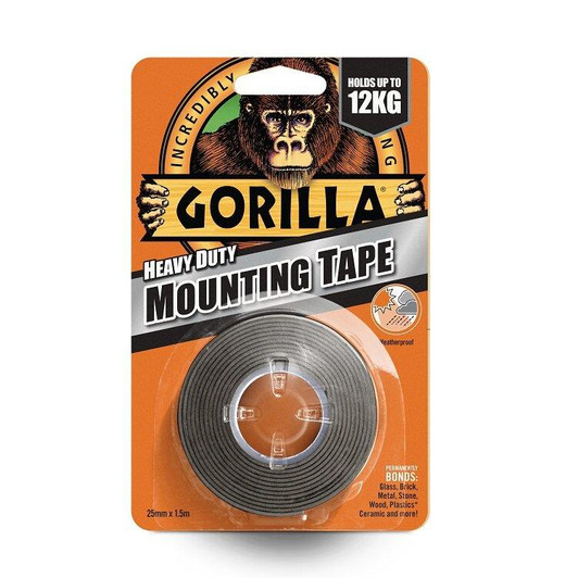 Gorilla Adhesive Heavy Duty Strong Mounting Tape Double Sided Black 25mm x