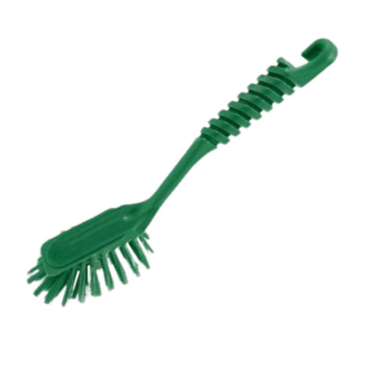 Salmon Hillbrush Premier Medium Dish Wash Cleaning Brush with Scraper 27cm Green