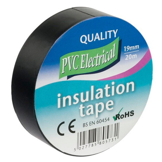 19mm x 20m Electrical PVC Various Color CE Marked and RoHS Approved Tape[Black]