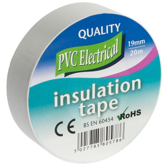 19mm x 20m Electrical PVC Various Color CE Marked and RoHS Approved Tape[White]