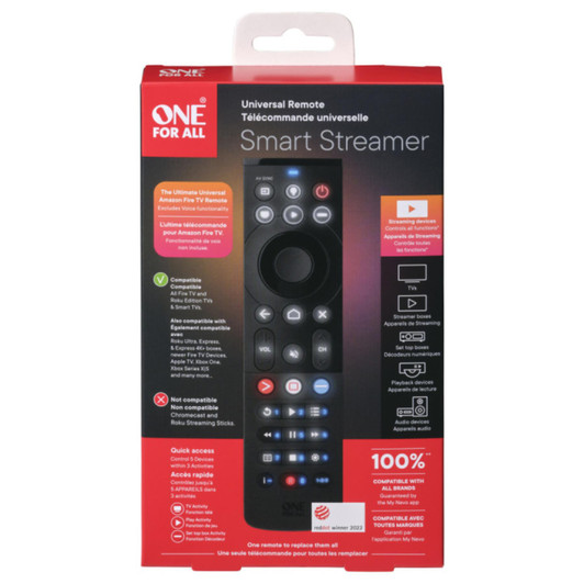 One For All URC7945 Universal Smart Steamer Remote Control - 5 Devices