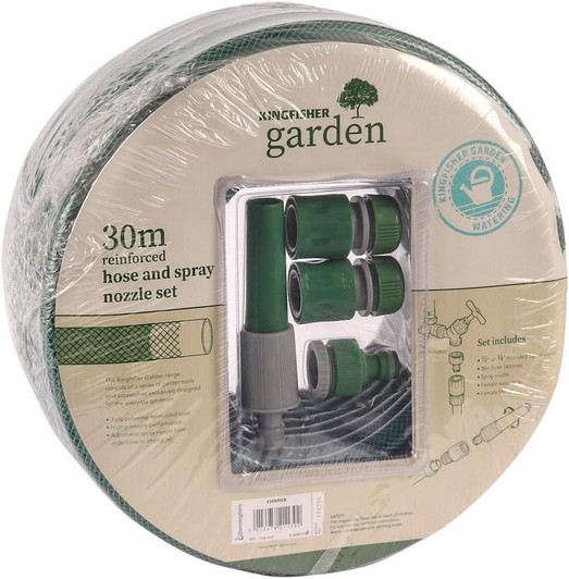 Kingfisher 430SNSX 30 m Hose and Spray Nozzle Set - Green