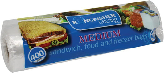 Kingfisher Unisex KC400FB Medium Sandwich Food Freezer Bags, Pack of 400, Clear