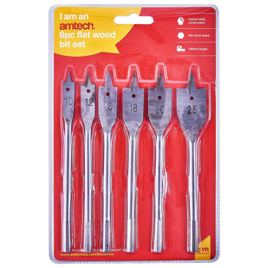 Amtech F1400 6 Piece metric flat wood bit set