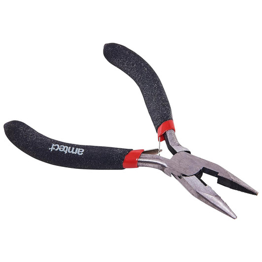Amtech B3186 Mini Long Nose Plier with Spring, Black Silver & Red, 15cm