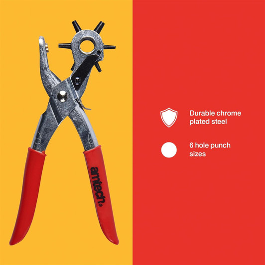 Amtech B1400 Revolving Leather Punch Plier, Hole Puncher for Belt, Canvas, Plastics, and Textiles