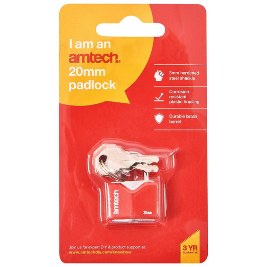 Amtech T0701 20mm Rhombic Chrome Plated Iron Padlock