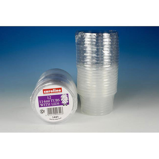 Caroline Round Plastic Tub with Lid 114ml 12pk