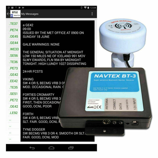 NASA Marine BT3 Bluetooth Navtex Receiver with H Vector Antenna & 7m Cable