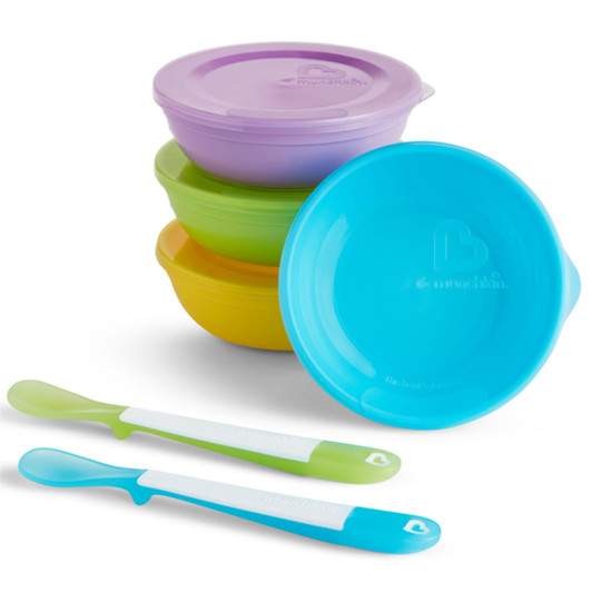 Munchkin Love A Bowls Set with Lids and 2 Soft Tip Spoons For 6+ months Toddler