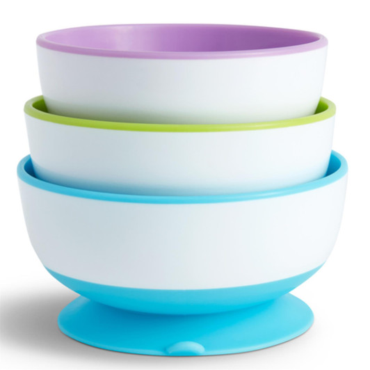 Munchkin Stay Put Suction Bowls Set Pack of 3 For 6+ months Baby Dishwasher Safe