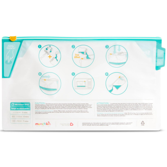 Munchkin Microwave Steriliser Reusable Dishwasher Safe BPA Free Bags Pack of 6