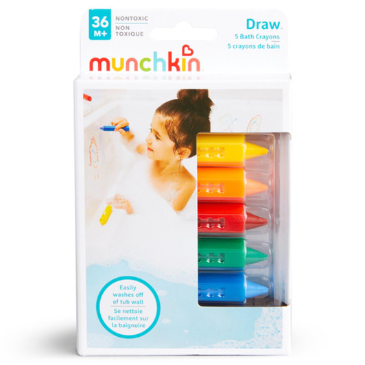 Munchkin Bath Time Washable Crayons Easy Clean with Cloth or Sponge Pack of 5