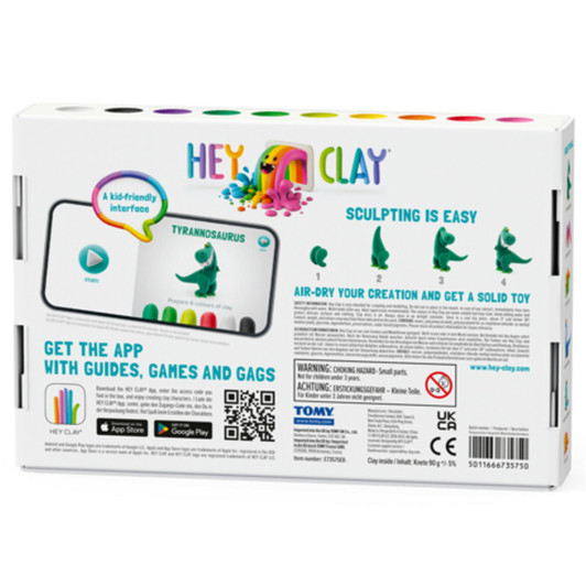 Hey Clay Dinos Medium Set with Soft Modelling Air Dry Clay 6 Cans
