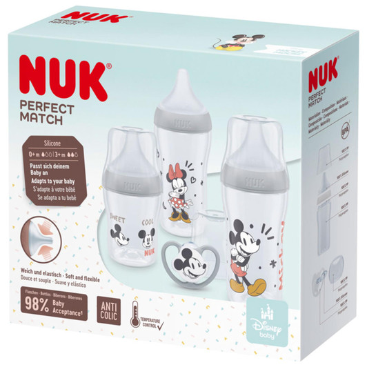 NUK Perfect Match Disney Mickey Starter Baby Bottles Set with Space Soother