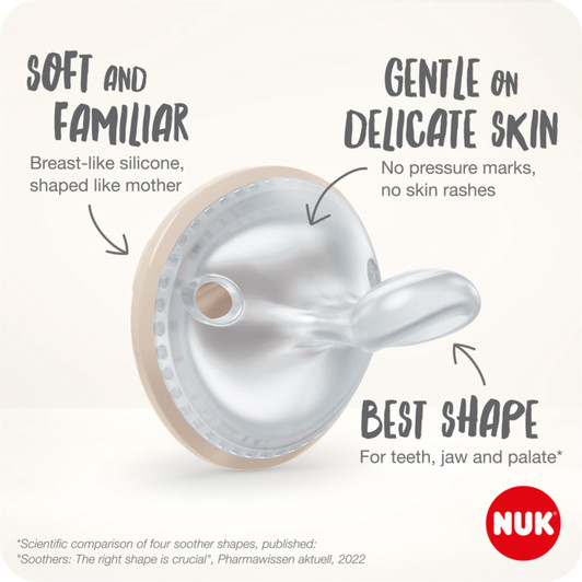 NUK Mommy Feel Baby 0-9m Silicone BPA-Free Soother Pack of 2 - Blush