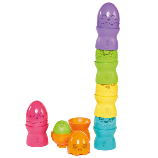 Tomy Toomies Hide & Squeak Egg Stackers Baby Toy Pack of 6 For 6 to 36m+ Kids