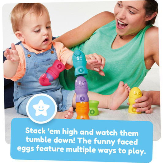 Tomy Toomies Hide & Squeak Egg Stackers Baby Toy Pack of 6 For 6 to 36m+ Kids