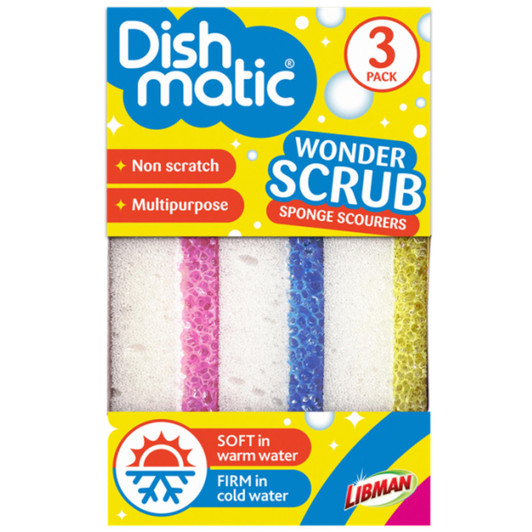 Dishmatic Non-Scratch Wonder Multipurpose Scrubs Pack of 3 For Washing & Wiping