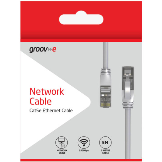 Groov-e 5m GVPC05GY Cat5e Ethernet RJ45 High Speed Network Cable