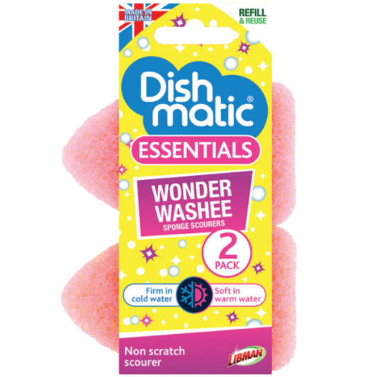 Dishmatic Wonder Washee Refills Pack of 2 Non Scratch Scourer Ideal For Cleaning