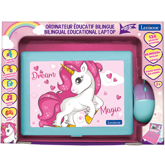 Lexibook JC598UNII1 Unicorn Bilingual Educational Laptop with 124 Activites Game