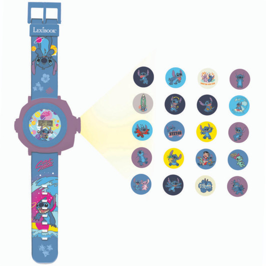 Lexibook DMW050D Disney Stitch Children's Projection Watch with 20 Images