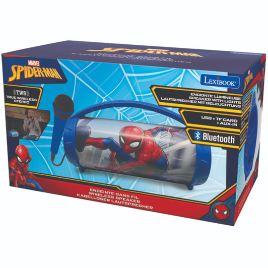 Lexibook BTP585SPZ Spider-Man Bluetooth Speakers with Lights & Mic