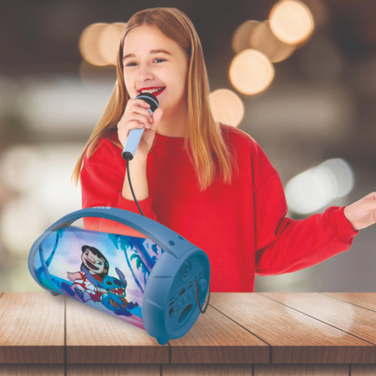 Lexibook BTP585DZ Disney Stitch Bluetooth Speakers with Lights & Mic