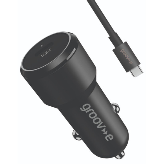 Groov-e GVMA125BK USB-C 30W Car Charger with 1m Cable - Black