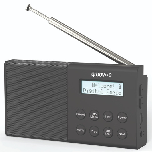 Groov-e GVDR09BK Geneva Recahargeable Stereo DAB/FM Bluetooth Radio