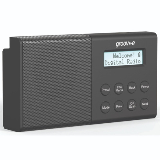 Groov-e GVDR09BK Geneva Recahargeable Stereo DAB/FM Bluetooth Radio