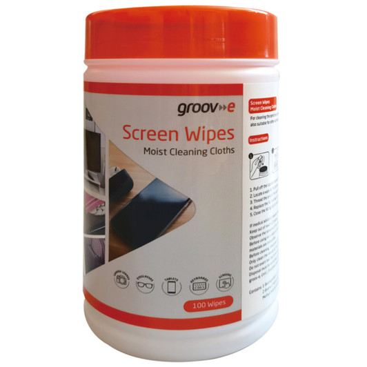 Groov-e GVPC07 Screen Wipes Moist Cleaning Cloths Pack of 100 For Clean Surfaces