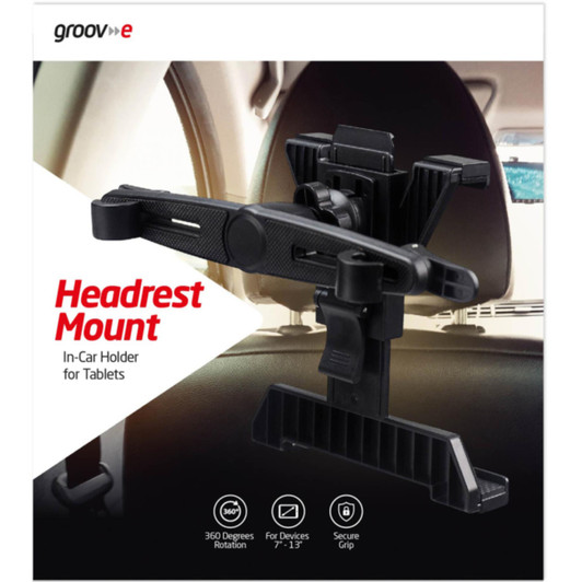 Groov-e GVWM7BK Headrest Mount Tablet In-Car Holder with 360° Rotation