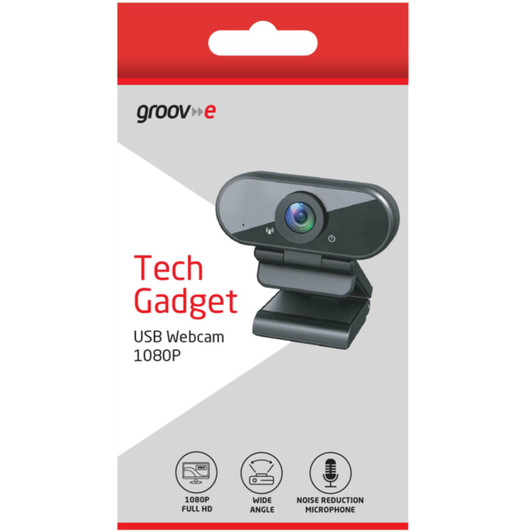 Groov-e GVPC11BK USB 1080P Full HD Webcam with Tripod Mount - Black
