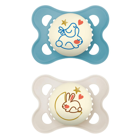 MAM Baby Night Soother Blue 2-6m Pack of 2