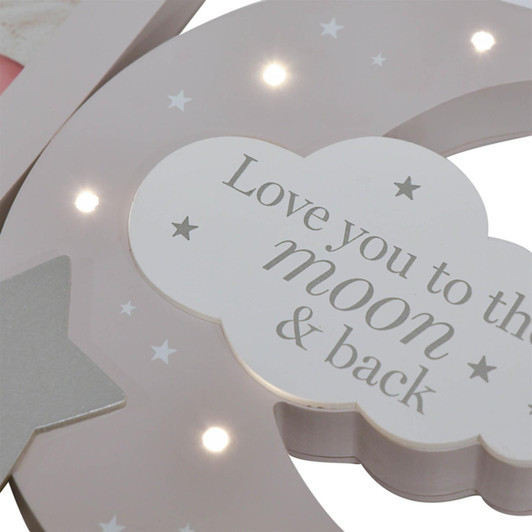 Bambino Light Up Moon Mantel Plaque Frame Love You to the Moon & Back Baby Gift