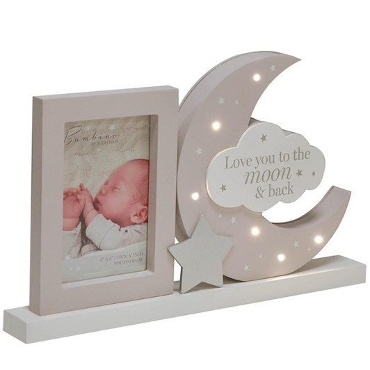 Bambino Light Up Moon Mantel Plaque Frame Love You to the Moon & Back Baby Gift