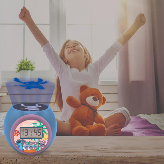 Lexibook RL977D Disney Stitch Childrens Projector Clock with Timer & Night light