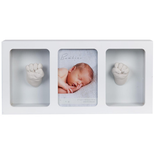 Bambino Triple Photo Frame & Casting Kit Perfect Keepsake For Parents - White