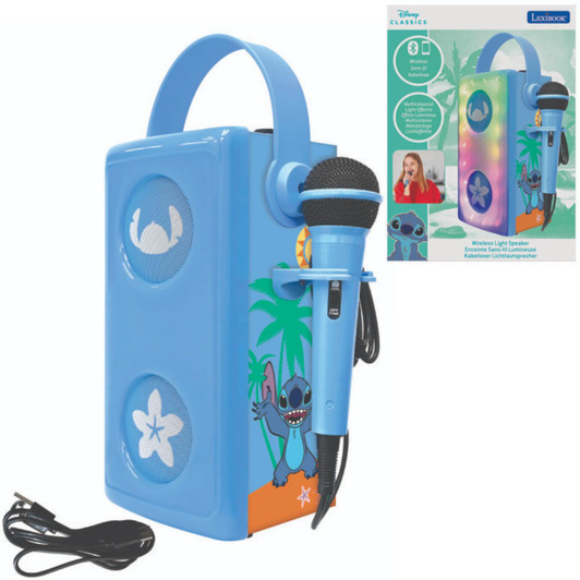 Lexibook BTP185DZ Disney Stitch Luminous Bluetooth Speakers with Lights & Mic
