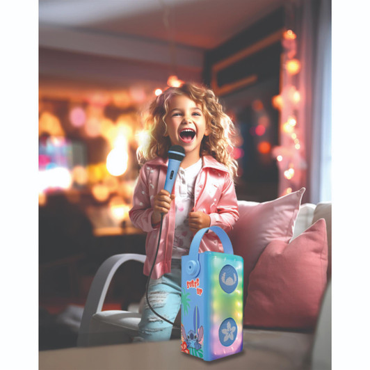 Lexibook BTP185DZ Disney Stitch Luminous Bluetooth Speakers with Lights & Mic
