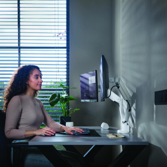 One For All DM4220 Solid Universal Dual Monitor Arm Mount - White