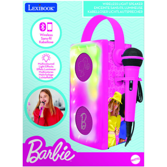 Lexibook Barbie Luminous Bluetooth Speakers with Lights & Mic - Pink