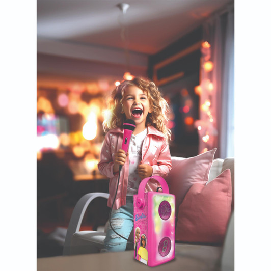 Lexibook Barbie Luminous Bluetooth Speakers with Lights & Mic - Pink