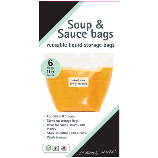Toastabags 1 Litre Reusable Soup & Sauce Liquid Bags Pack of 6 For The Fridge