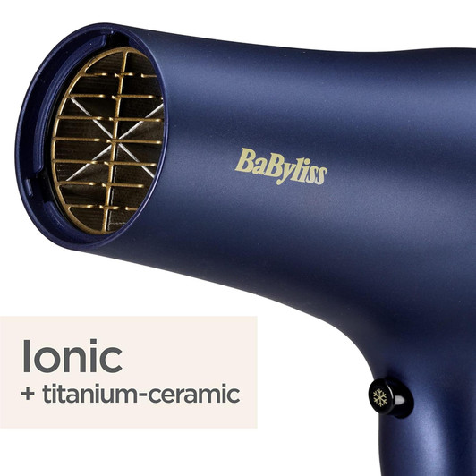 BaByliss Midnight Luxe 2300W Hair Dryer Ionic Frizz-Control - Blue